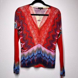 Etro Milano silk blend, V-neck sweater 46